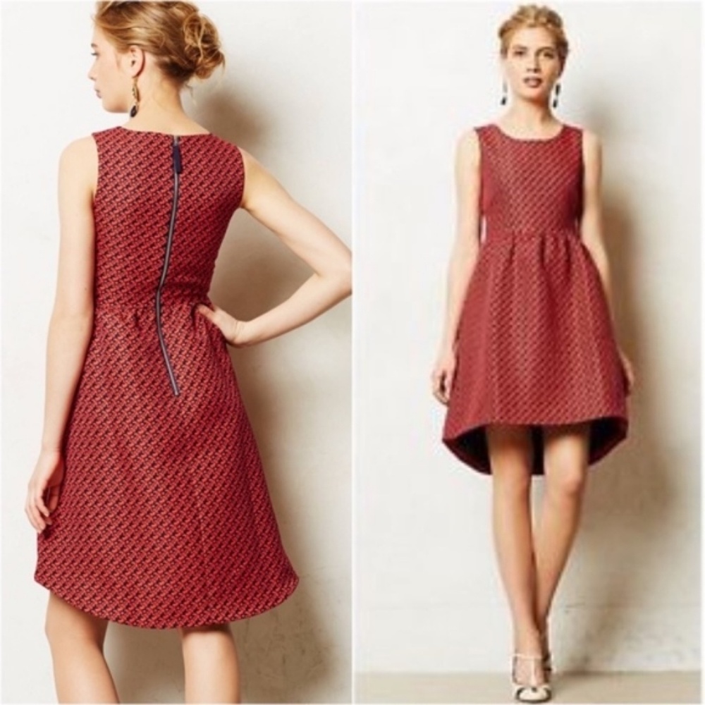 Anthro Red and Navy Dress